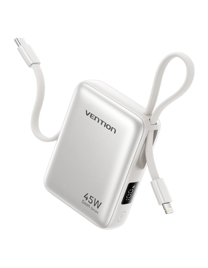 Vention Powerbank 10000mAh 45W Built-in USB-C & Lightning Cables FKMN0 Beige Vention Powerbank 10000mAh 45W Built-in USB-C & Lightning Cables FKMN0 Beige