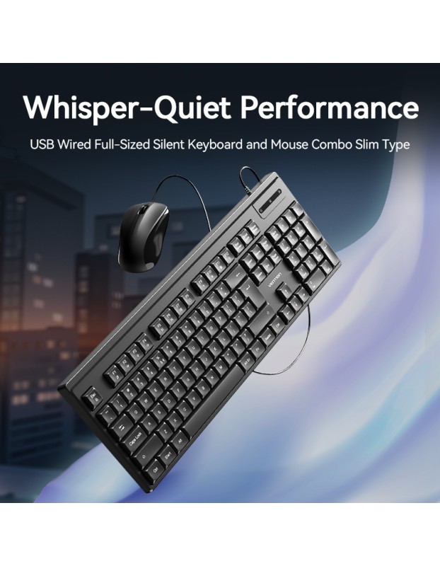 Vention Keyboard and Mouse Combo Wired Silent Slim Full Size KTYBG-EN