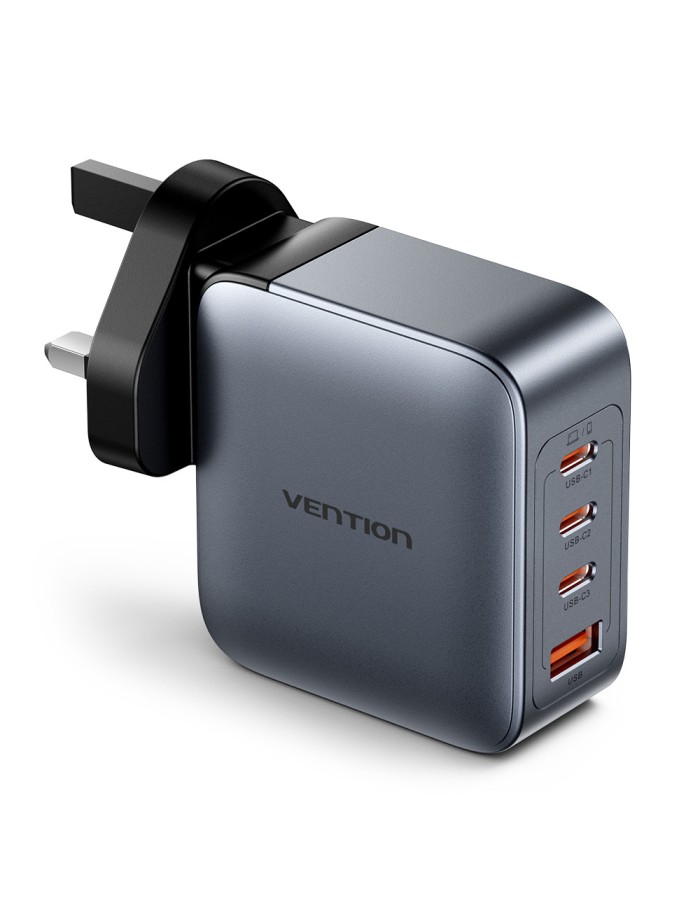 Vention Charger Wall GaN 100W 3xUSBC 1xUSBA Grey FETH0-UK Vention Charger Wall GaN 100W 3xUSBC 1xUSBA Grey FETH0-UK