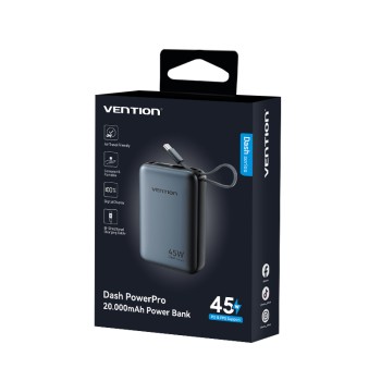 Vention Powerbank 20000mAh 45W 2xUSBC 1xUSBA + Built-in USBC Cable FHGH0-TY Vention Powerbank 20000mAh 45W 2xUSBC 1xUSBA + Built-in USBC Cable FHGH0-TY