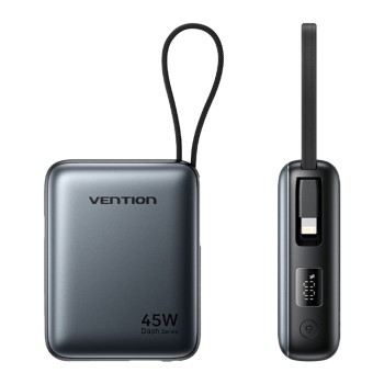 Vention Powerbank 10000mAh 45W Built-in USB-C & Lightning Cables FKMH0 Grey Vention Powerbank 10000mAh 45W Built-in USB-C & Lightning Cables FKMH0 Grey