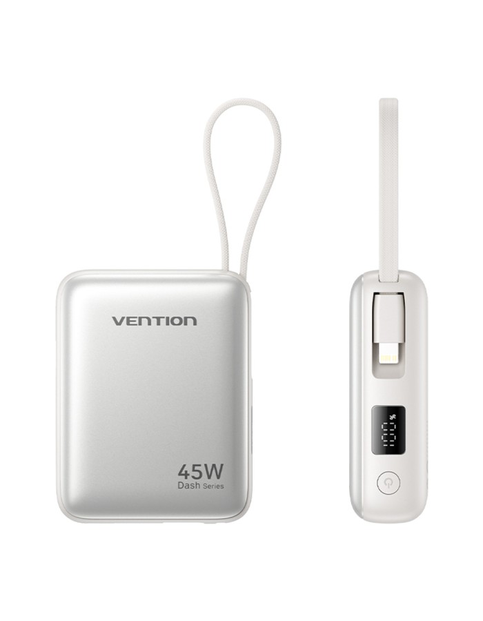 Vention Powerbank 10000mAh 45W Built-in USB-C & Lightning Cables FKMN0 Beige Vention Powerbank 10000mAh 45W Built-in USB-C & Lightning Cables FKMN0 Beige