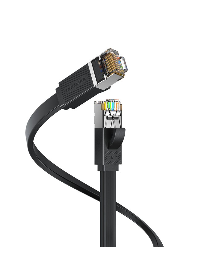 Vention NETWORK Cable CAT7 Flat 2.0m Black ICGBH