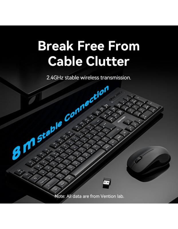 Vention Keyboard and Mouse Combo Wireless Silent Slim Full Size KTZB0-EN