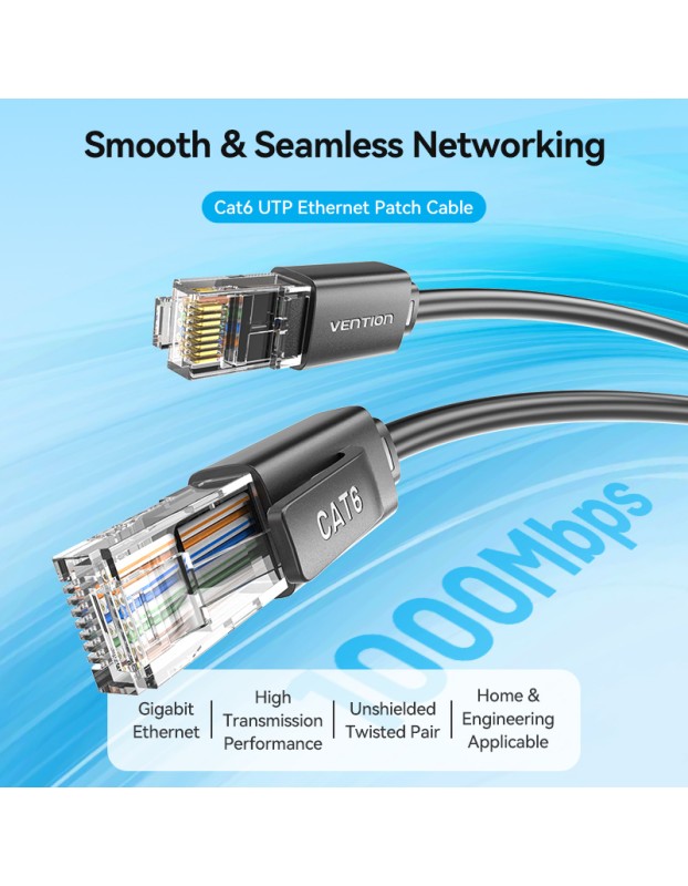 Vention NETWORK Cable CAT6 UTP 50.0m Black IBRBX Vention NETWORK Cable CAT6 UTP 50.0m Black IBRBX