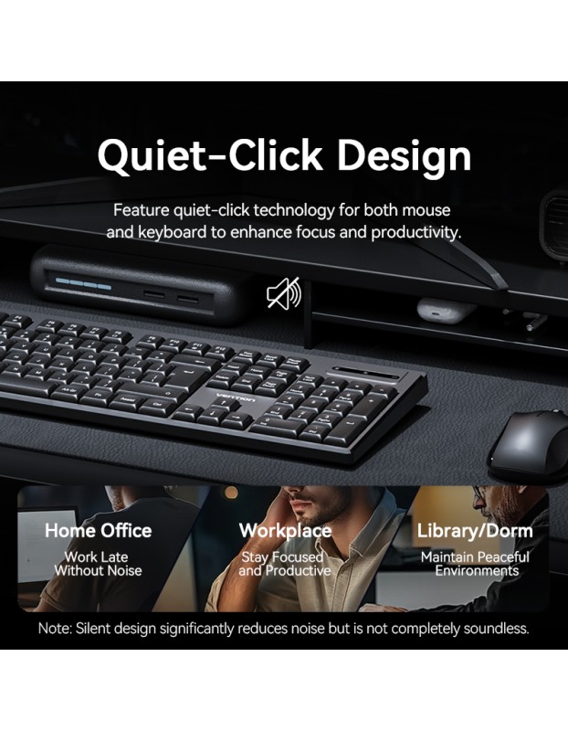 Vention Keyboard and Mouse Combo Wireless Silent Slim Full Size KTZB0-EN