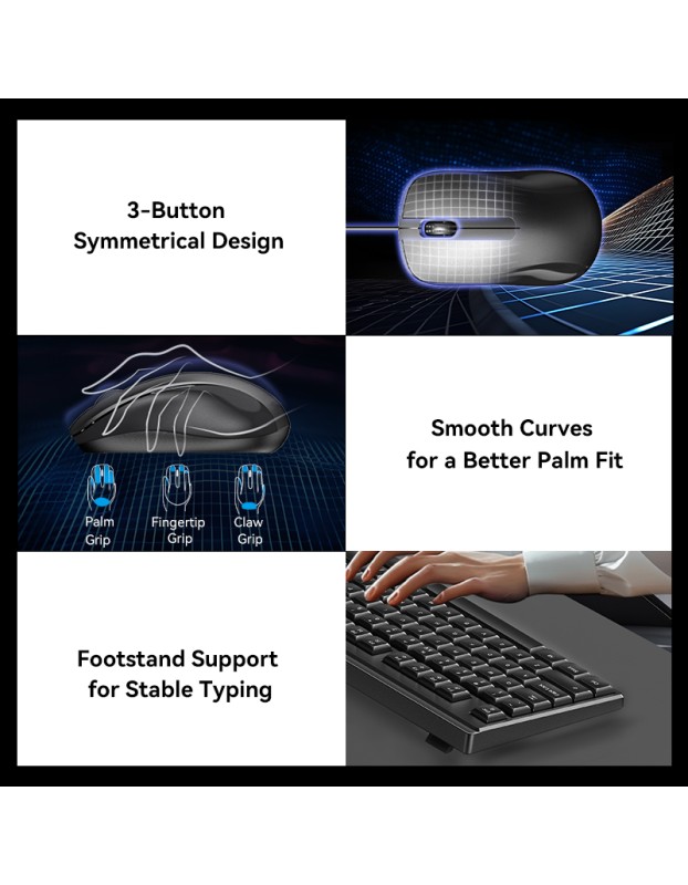 Vention Keyboard and Mouse Combo Wired Silent Slim Full Size KTYBG-EN