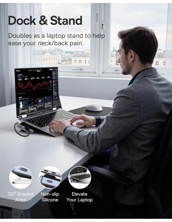 Baseus 12-in-1 Laptop Docking Station 2 x 4K HDMI & 1 x 4K DP - 2x USBC & 3x USB-A - SD Gb Lan PD100W Baseus 12-in-1 Laptop Docking Station 2 x 4K HDMI & 1 x 4K DP - 2x USBC & 3x USB-A - SD Gb Lan PD100W