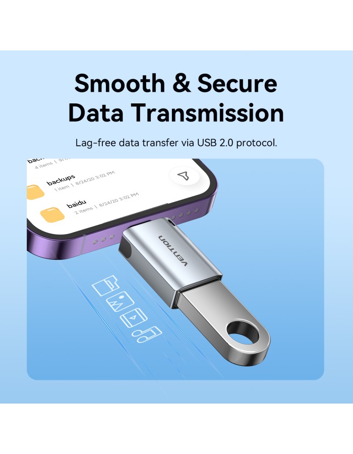 Vention Adaptor USB-A Female to Lightning Male OTG CUCH0