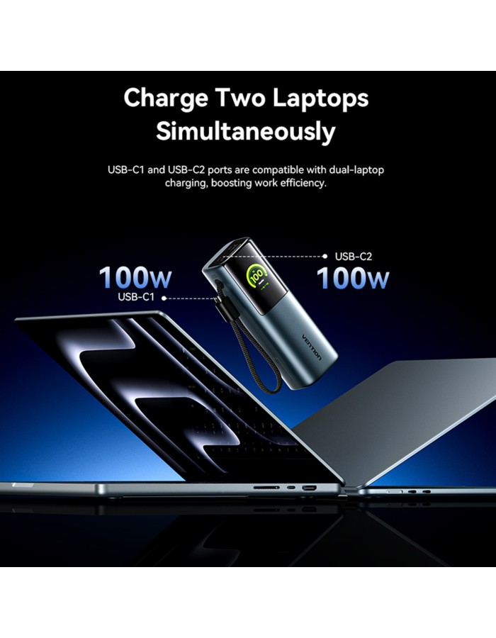 Vention Powerbank 27000mAh 200W 3xUSBC+USBA TFT Display +240W Cable FKGH0