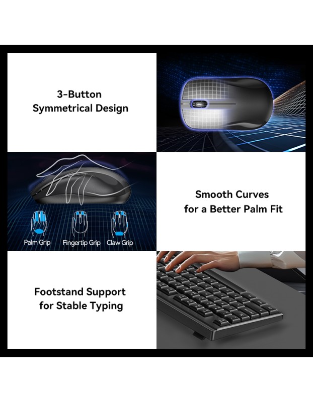 Vention Keyboard and Mouse Combo Wireless Silent Slim Full Size KTZB0-EN