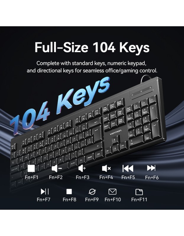Vention Keyboard and Mouse Combo Wired Silent Slim Full Size KTYBG-EN