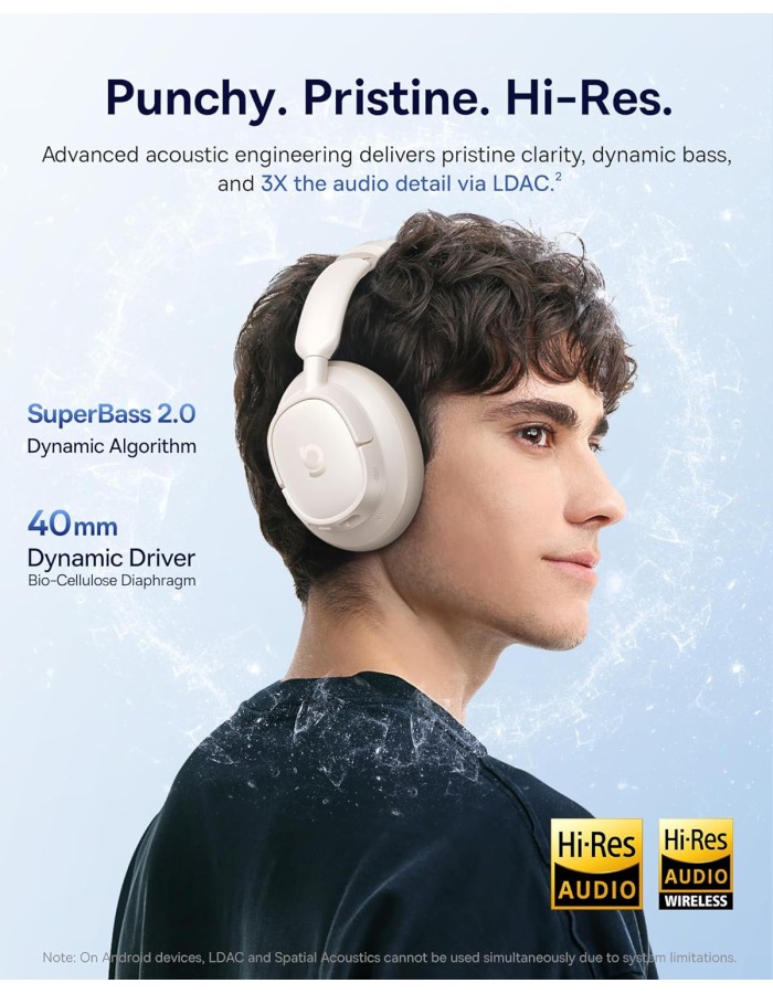 Baseus Headphones Over Ear ANC Bass BH1 NC White