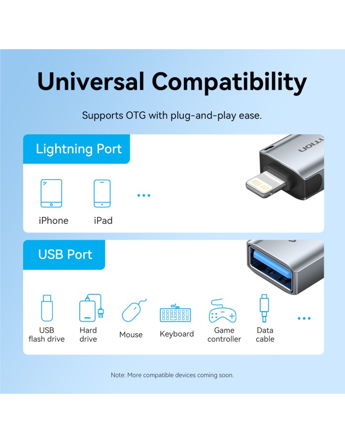 Vention Adaptor USB-A Female to Lightning Male OTG CUCH0