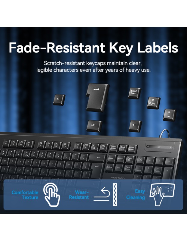Vention Keyboard and Mouse Combo Wired Silent Slim Full Size KTYBG-EN
