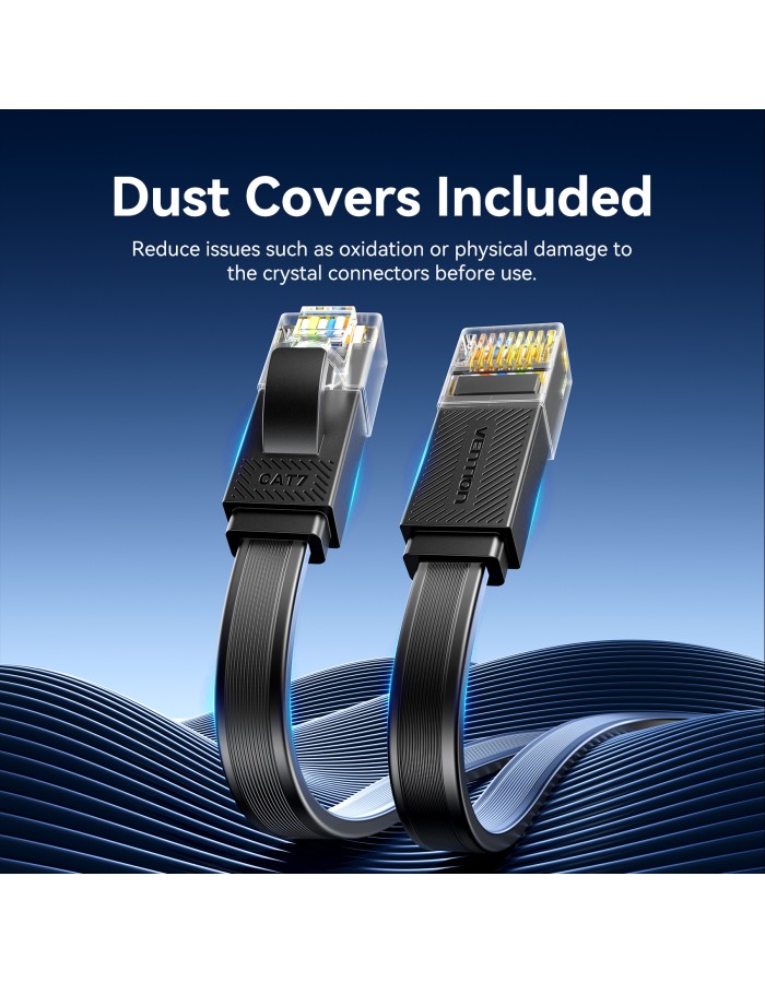 Vention NETWORK Cable CAT7 Flat 2.0m Black ICGBH