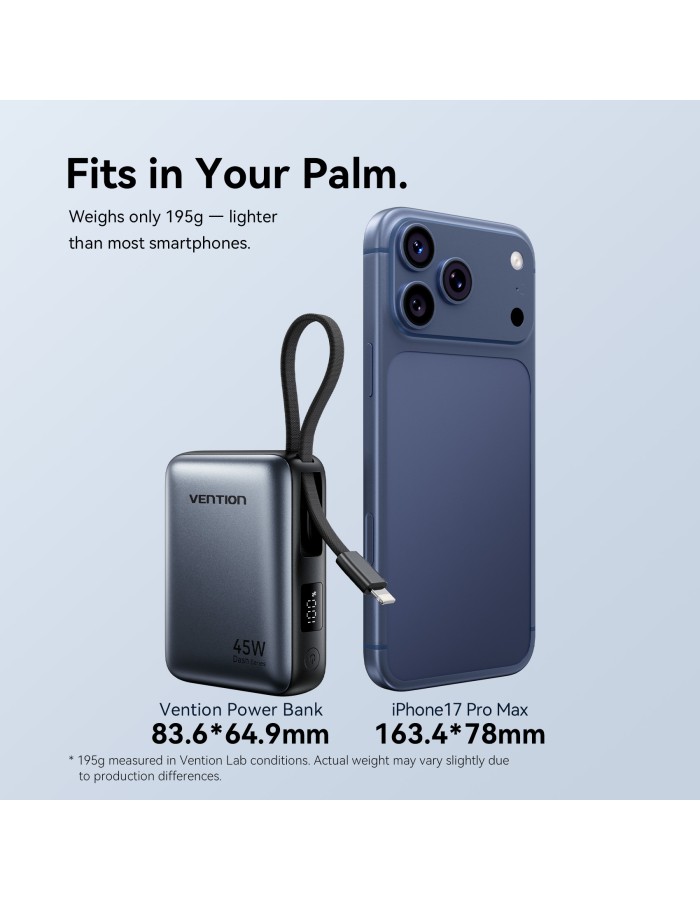 Vention Powerbank 10000mAh 45W Built-in USB-C & Lightning Cables FKMN0 Beige Vention Powerbank 10000mAh 45W Built-in USB-C & Lightning Cables FKMN0 Beige