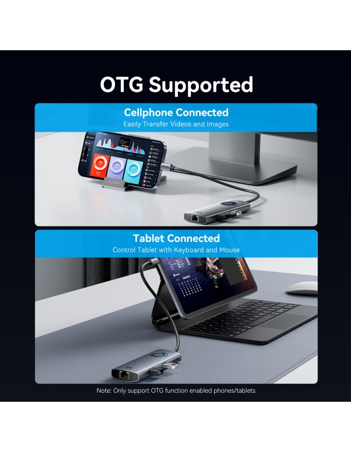 Vention HUB USB-C 3.2 Gen1/8K-HDMI/Gb/PD + LED Display & Switch TQZHB Vention HUB USB-C 3.2 Gen1/8K-HDMI/Gb/PD + LED Display & Switch TQZHB