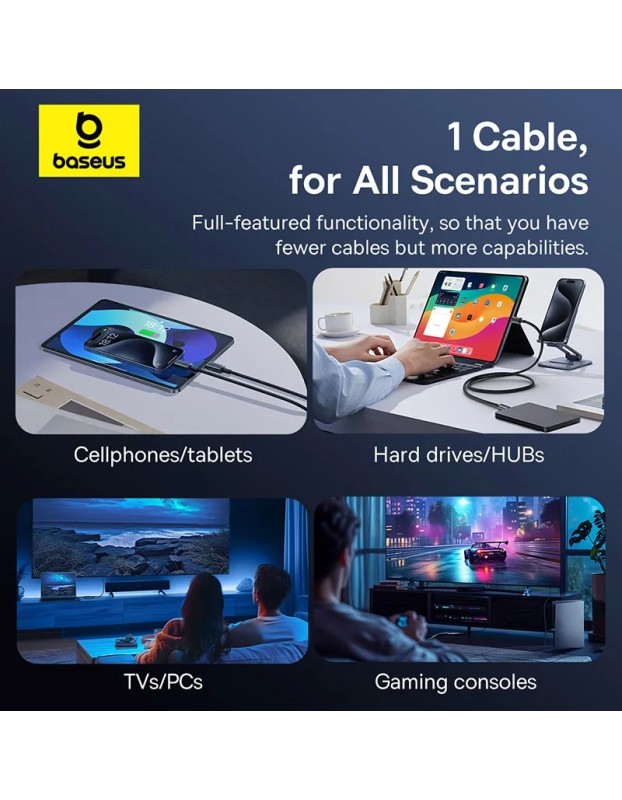 Baseus Crystal Shine USB 3.2 Full-Featured Fast-Charging Data Cable USB-C to USB-C 100W 1.5m 20Gb Cluster Black Baseus Crystal Shine USB 3.2 Full-Featured Fast-Charging Data Cable USB-C to USB-C 100W 1.5m 20Gb Cluster Black