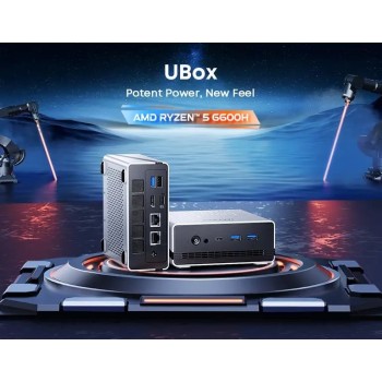 Chuwi Mini PC Ryzen 5 6600H 16GB DDR5, 512GB, PCIe 3.0 SSD Wi-Fi 6 | Bluetooth 5.2, 2.5 Gigabit LAN, Win11 Pro