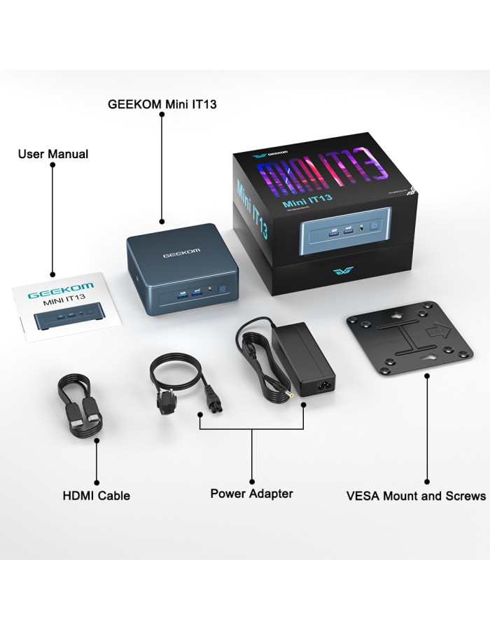GEEKOM IT13 Mini PC Intel i5-13600H 16GB DDR4, 1TB NVMe, 2.5GbE, HDMI/USB-C, Win11 Pro GEEKOM IT13 Mini PC Intel i5-13600H 16GB DDR4, 1TB NVMe, 2.5GbE, HDMI/USB-C, Win11 Pro