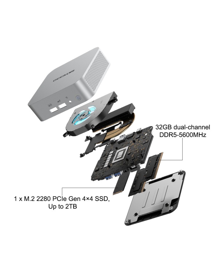 GEEKOM A6 Mini PC AMD Ryzen7 6800 16GB DDR5, 1TB NVMe, 2.5GbE, HDMI/USB-C, Win11 Pro