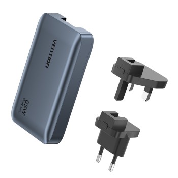 Vention Charger Wall GaN 65W 2xUSBC 1xUSBA Ultra Slim UK/EU/US FCBH0