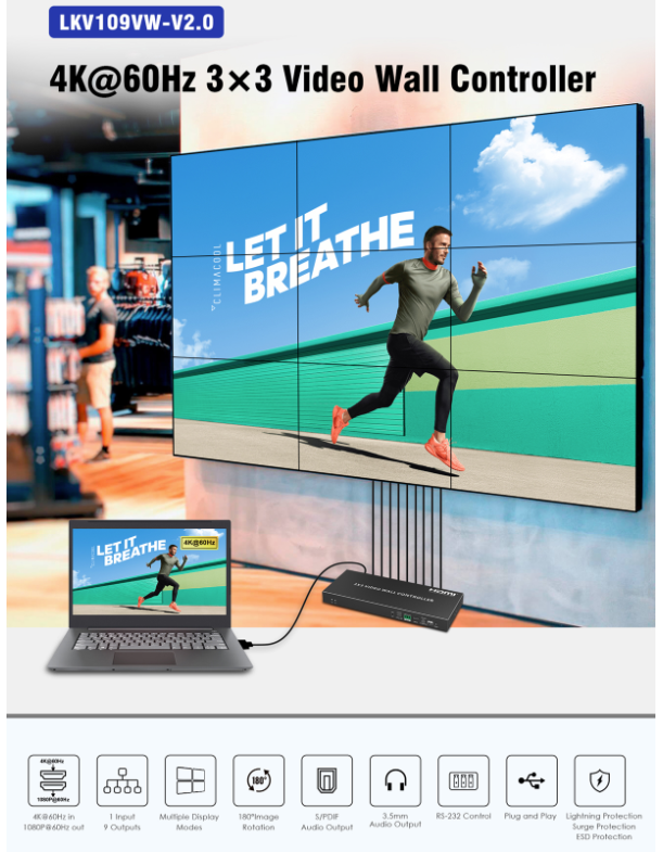 Lenkeng HDMI Video Wall Controller 1x9 LKV109VW-V2.0