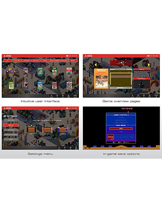 My Arcade GAMESTATION PRO ATARI, Wireless Joysticks, RGB LED Lights, With 200+ Games