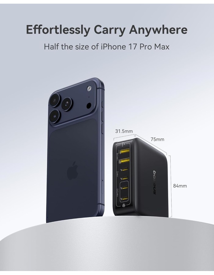 Baseus Charger Desktop 120W 4 USB C+2 USB A, PD3.0, GaN, EnerFill FH21 Cosmic Black Baseus Charger Desktop 120W 4 USB C+2 USB A, PD3.0, GaN, EnerFill FH21 Cosmic Black