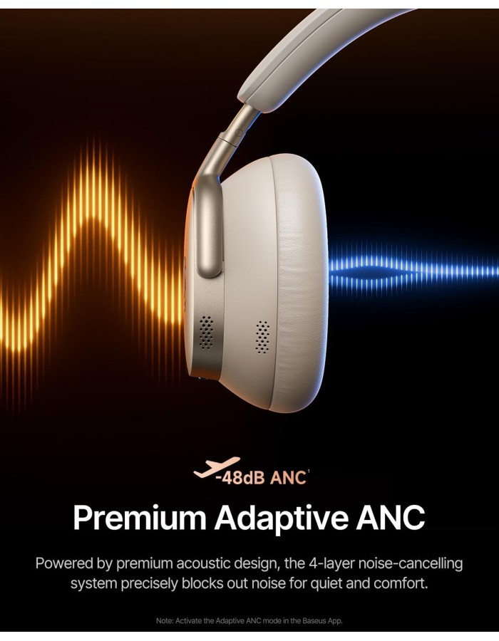 Baseus Headphones Over Ear, ANC, Dolby Audio, Hi-Res Audio, 100H Playtime, Inspire XH1 By BOSE White Baseus Headphones Over Ear, ANC, Dolby Audio, Hi-Res Audio, 100H Playtime, Inspire XH1 By BOSE White