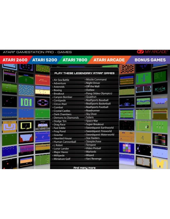 My Arcade GAMESTATION PRO ATARI, Wireless Joysticks, RGB LED Lights, With 200+ Games