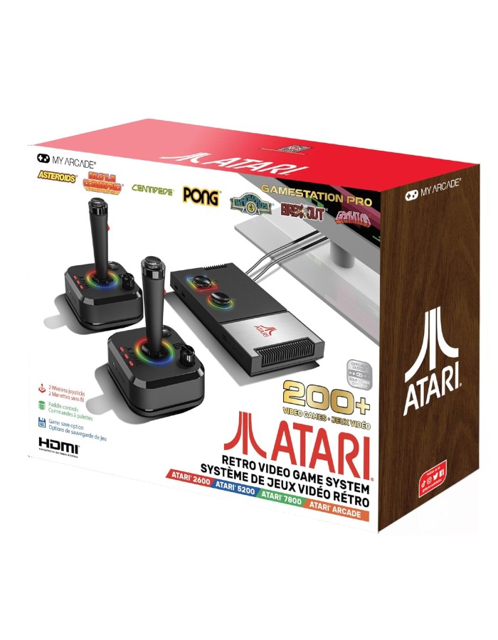 My Arcade GAMESTATION PRO ATARI, Wireless Joysticks, RGB LED Lights, With 200+ Games
