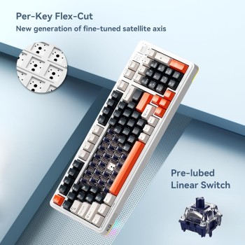 Machenike Wireless Gaming Keyboard,Type-C / 2.4 G / Bluetooth, Blue Switches, 8000 mAh battery, KG98 Machenike Wireless Gaming Keyboard,Type-C / 2.4 G / Bluetooth, Blue Switches, 8000 mAh battery, KG98
