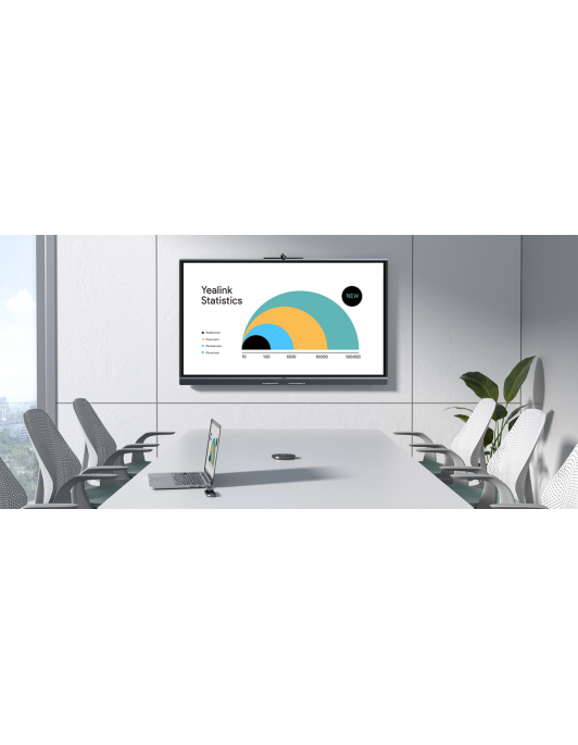 Yealink Interactive Display MeetingBoard C 75" 4K Android 15 GooglePlay BYOM Video Conferencing 50MP AI Camera 8-Mic Array MB75C-EDLA