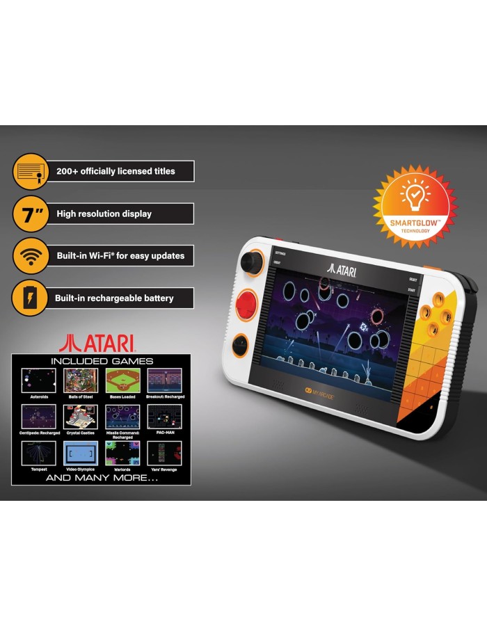My Arcade GAMESTATION GO ATARI, Wifi, Rechargeable Battery, Over 200+ Preloaded Retro Video Games