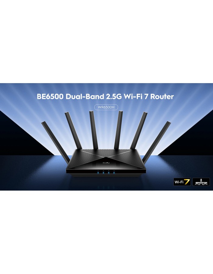 Cudy Router BE6500 Dual Band 2.5GbE Wi-Fi 7 Mesh VPN WR6500H