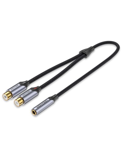 Vention 3.5mm Female to 2-RCA Female Cable Braided Aluminium 0.3m BCOHY