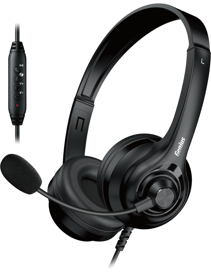 Genius PC Headset USB-A+C InLine Control & Ultra Soft Foam Cushions HS-235U AI (A+C)