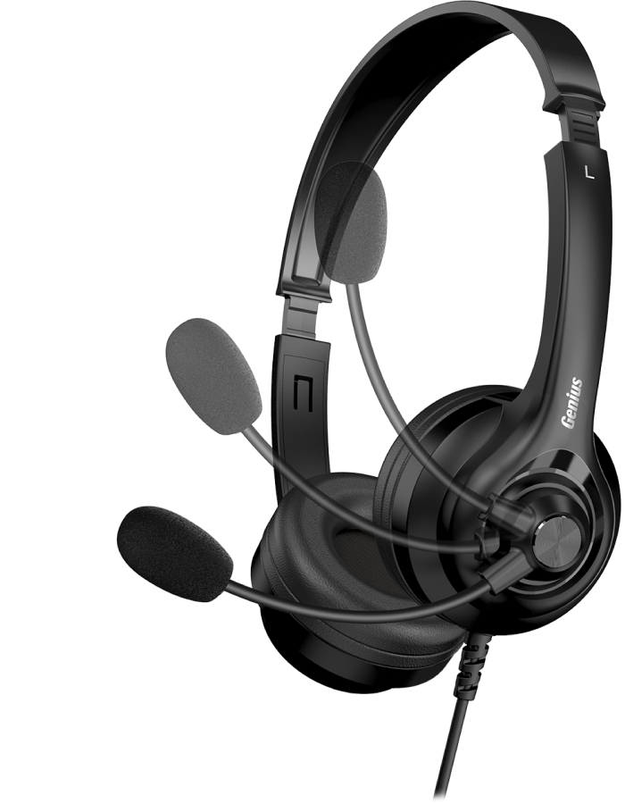Genius PC Headset USB-A+C InLine Control & Ultra Soft Foam Cushions HS-235U AI (A+C)