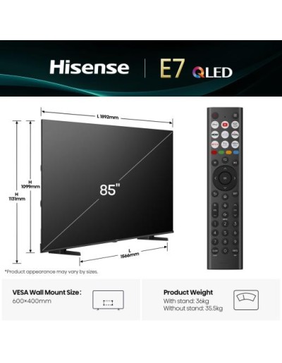 Hisense 85E7Q 85'' 4K Smart QLED TV