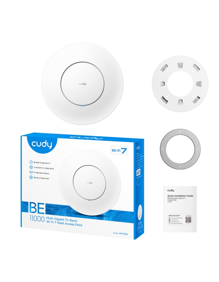 Cudy Access Point Ceiling BE11000 Tri-Band Wi-Fi 7 2.5G Access Point with 10G SFP+ AP11000 Cudy Access Point Ceiling BE11000 Tri-Band Wi-Fi 7 2.5G Access Point with 10G SFP+ AP11000