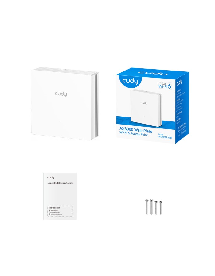 Cudy Access Point Wall-Plate AX3000 Dual Band Wi-Fi 6 86mm AP3000E Wall Cudy Access Point Wall-Plate AX3000 Dual Band Wi-Fi 6 86mm AP3000E Wall