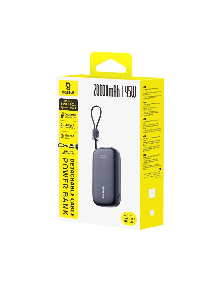 Baseus Powerbank 45W 20000mAh Display EnerFill FC21 Qpow 3 Ultra Black Baseus Powerbank 45W 20000mAh Display EnerFill FC21 Qpow 3 Ultra Black