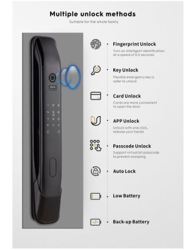 Zudsec Standalone Door Lock Metal With Fingerprint and Key-WiFi