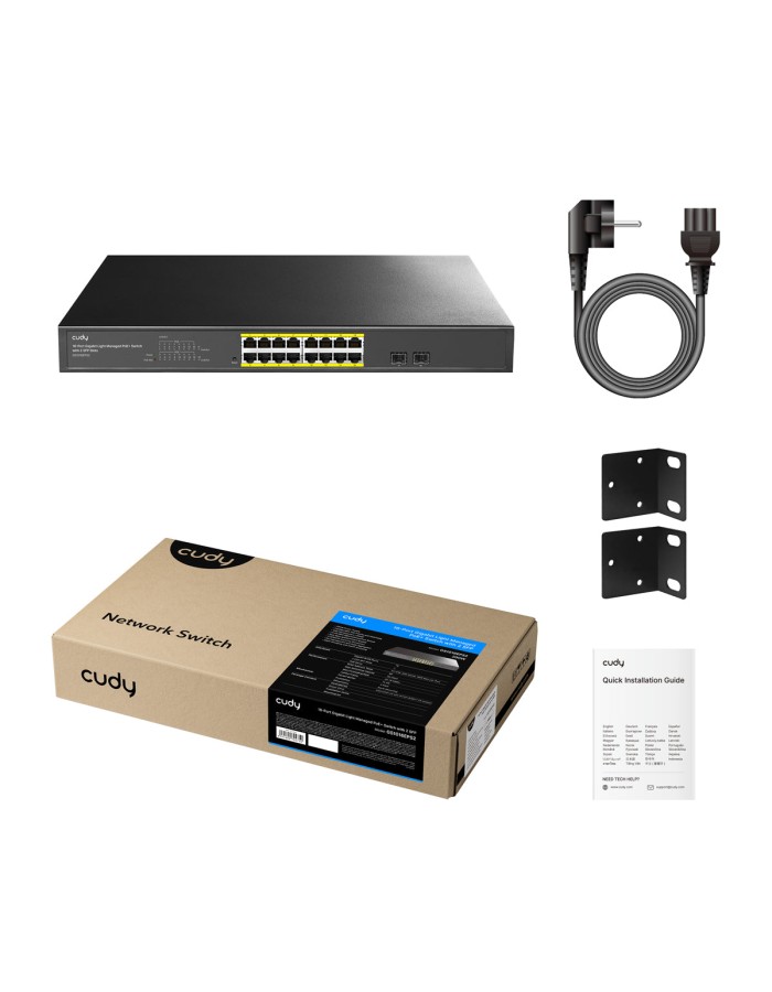 Cudy Switch PoE Gigabit Cloud Easy-Managed 16PoE with 2 SFP 200W GS1016EPS2 Cudy Switch PoE Gigabit Cloud Easy-Managed 16PoE with 2 SFP 200W GS1016EPS2