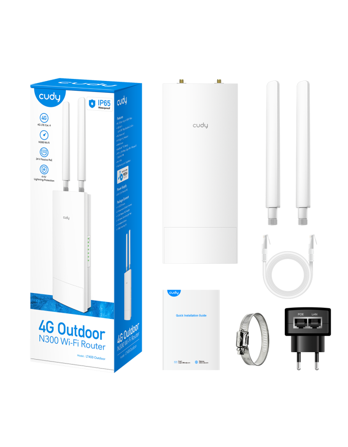 Cudy Router Outdoor 4G LTE Cat 4 N300 Dual Band Wi-Fi LT400 Outdoor Cudy Router Outdoor 4G LTE Cat 4 N300 Dual Band Wi-Fi LT400 Outdoor