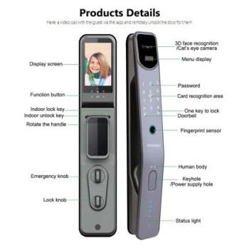 Zudsec Standalone Door Lock Metal with Face/Fingerprint/Key-WiFi