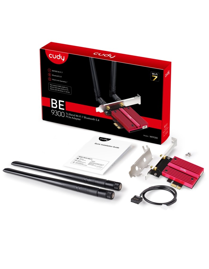 Cudy PCIe Adapter BE3900 Tri-Band Wi-Fi 7 Bluetooth 5.4 WE9300 Cudy PCIe Adapter BE3900 Tri-Band Wi-Fi 7 Bluetooth 5.4 WE9300