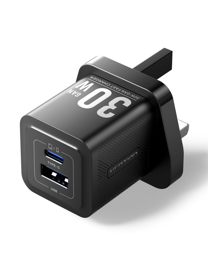 Vention MA Charger Wall GaN 30w 1xA 1xC UK Black FEQB0-UK